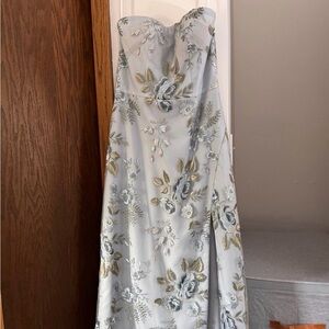 Jenny Yoo Strapless Maxi Dress in Whisper Blue Floral